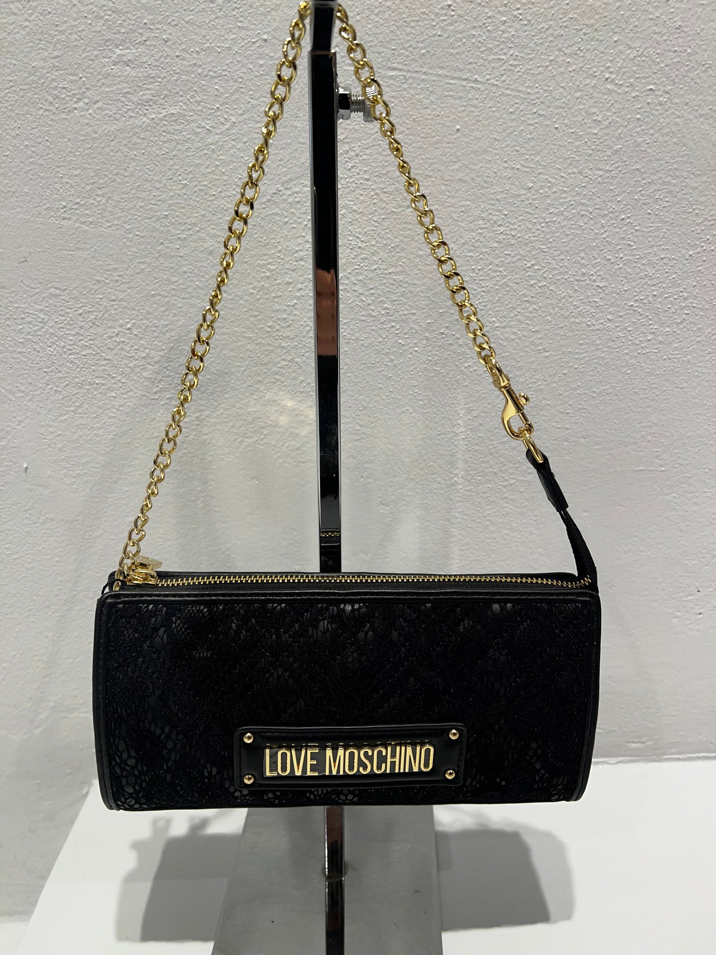 LoveMoschino- borsa PU nero + pizzo