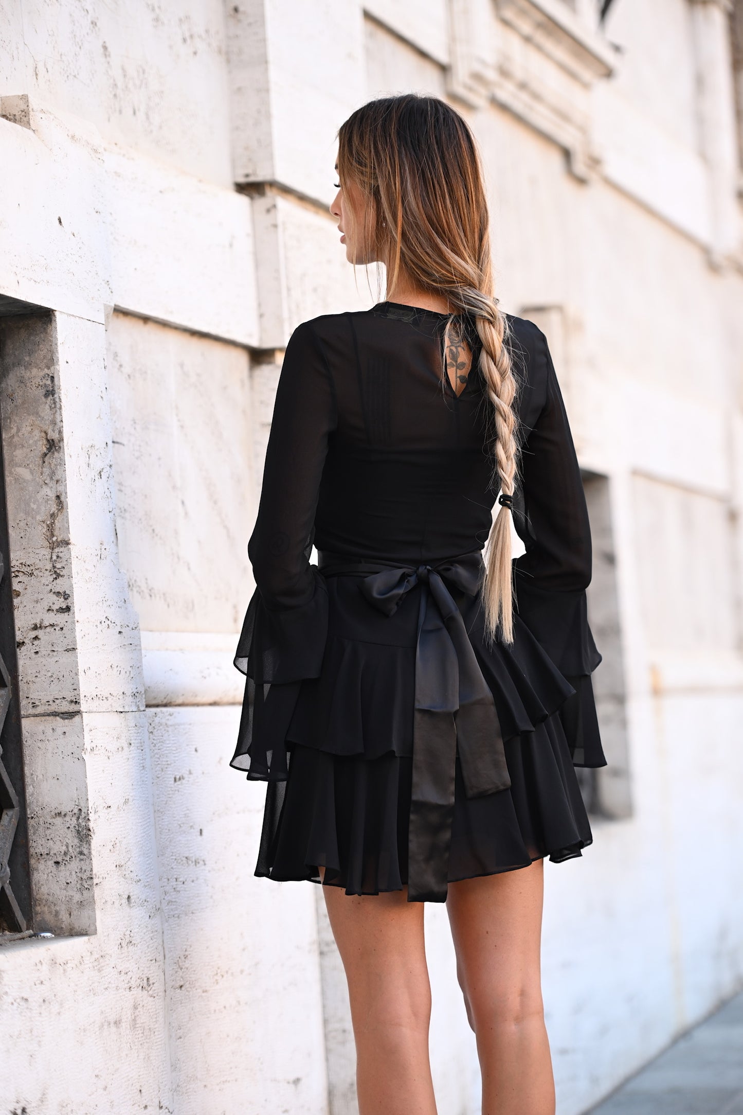 Gaëlle Paris - abito chiffon corto con volant