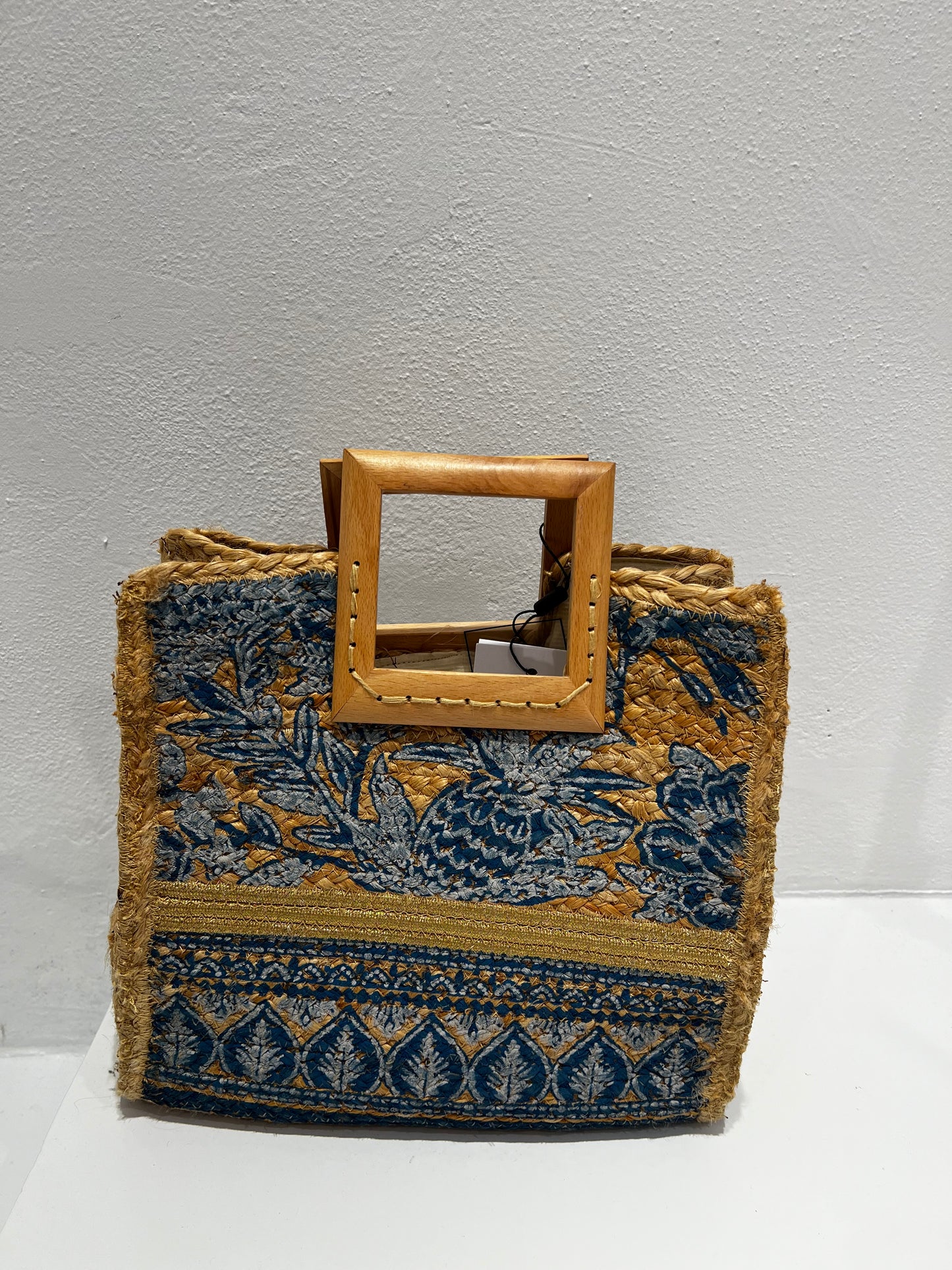 Alex Max- borsa in tessuto e manico in legno