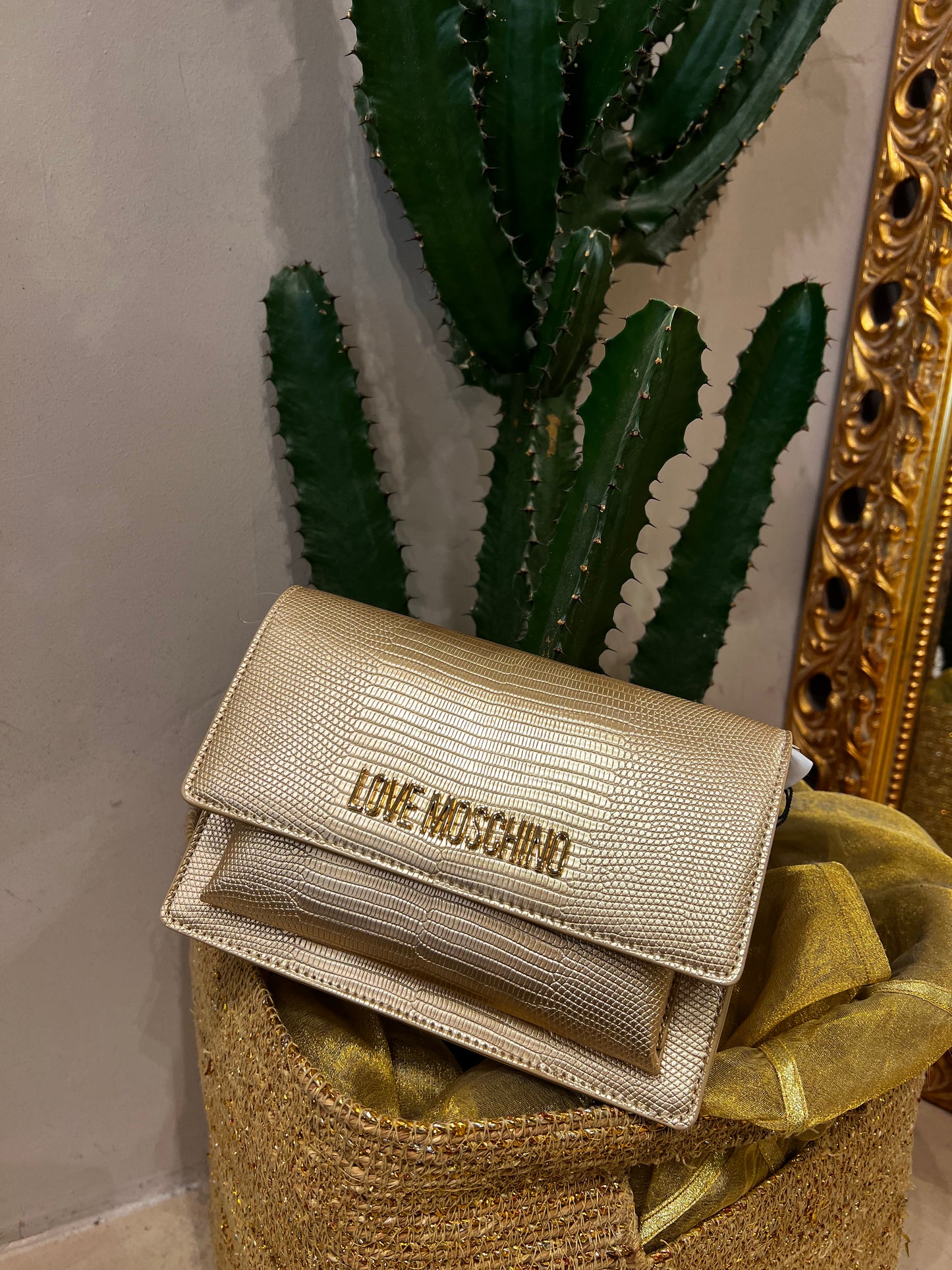 LoveMoschino - Borsa Lizard PU oro