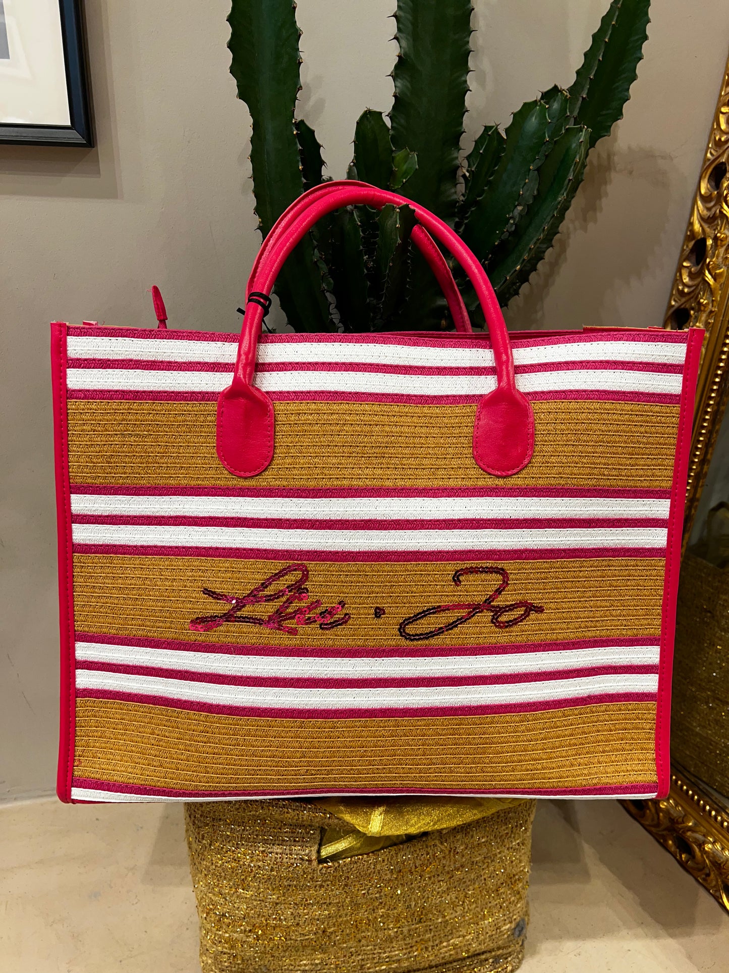 LiuJo - shopping paglia fucsia