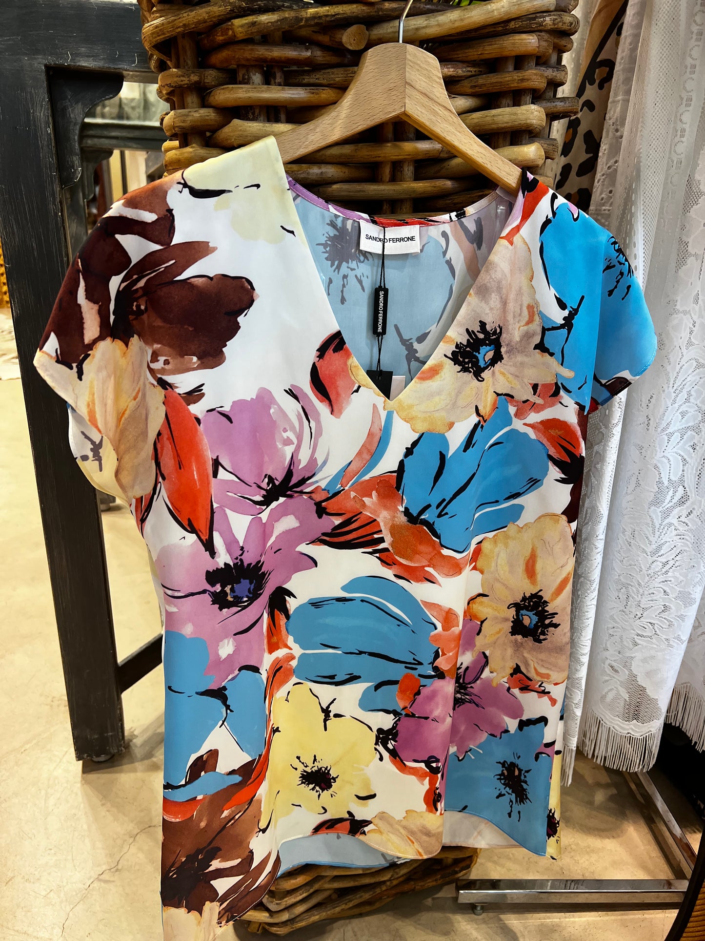 Sandro Ferrone - blusa turchese fantasia