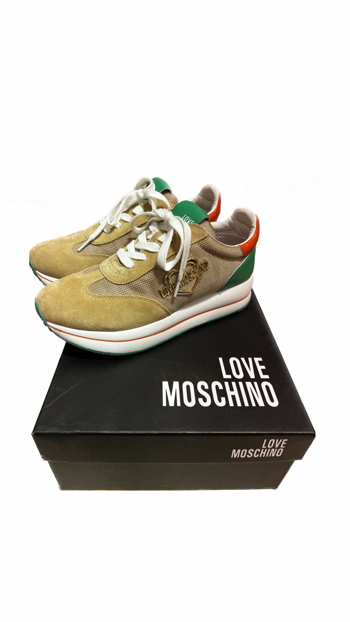 LoveMoschino- SNEAKER RUN40 mix oro beige arancione verde