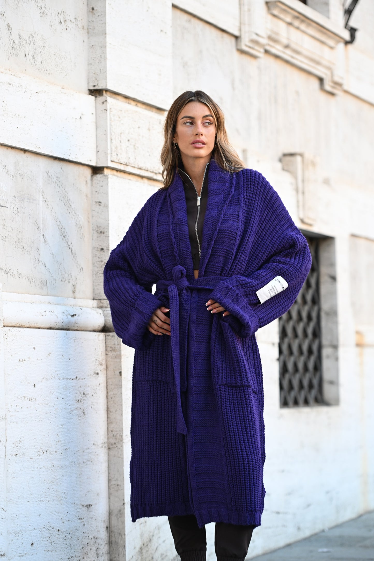 Hinnominate - cardigan lungo con etichetta