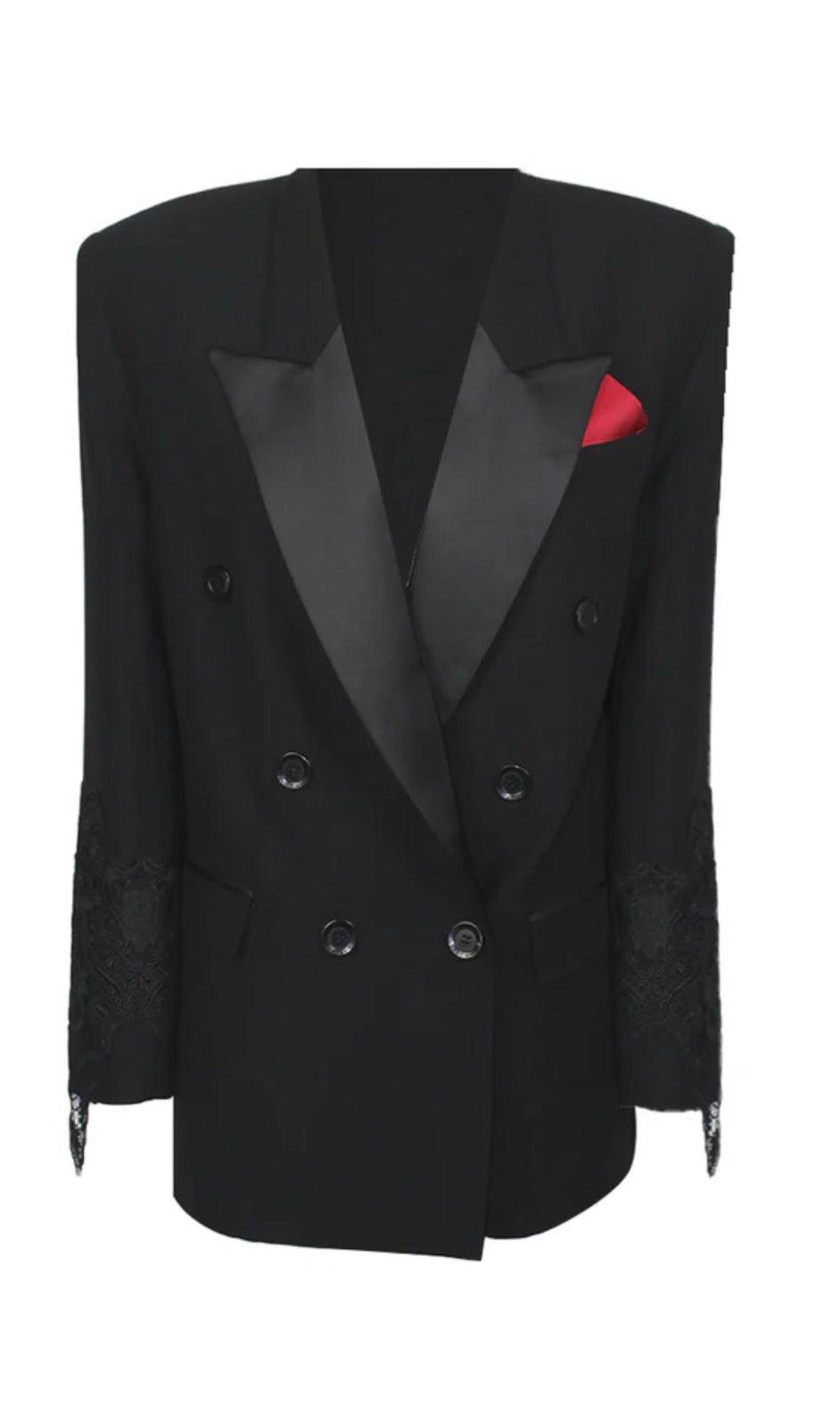 BLAZER DOPPIOPETTO SARTORIALE CON INSERTI IN PIZZO Odi Et Amo