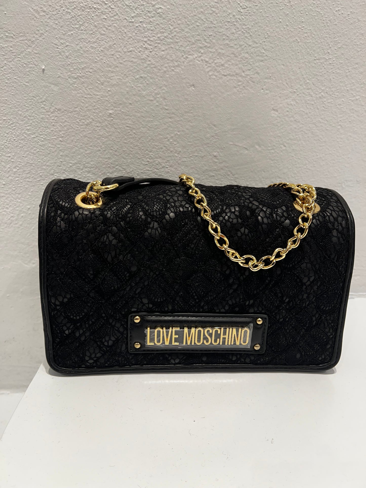 LoveMoschino- borsa PU nero+pizzo