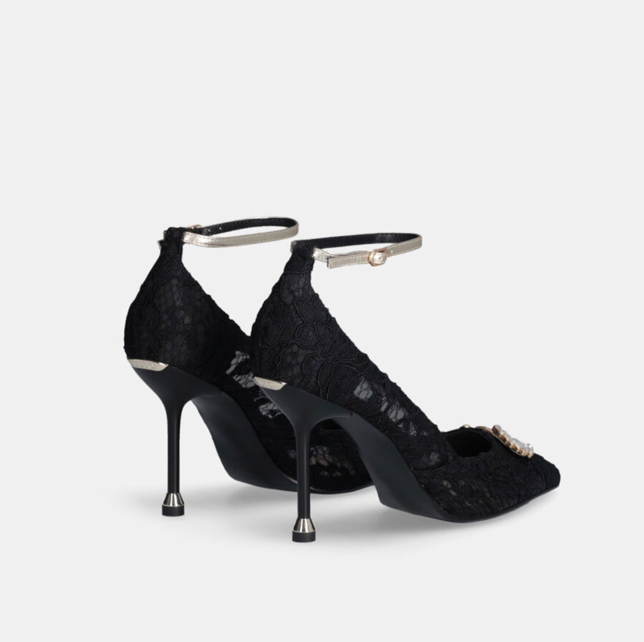 Décolleté in pizzo con logo gioiello Liujo