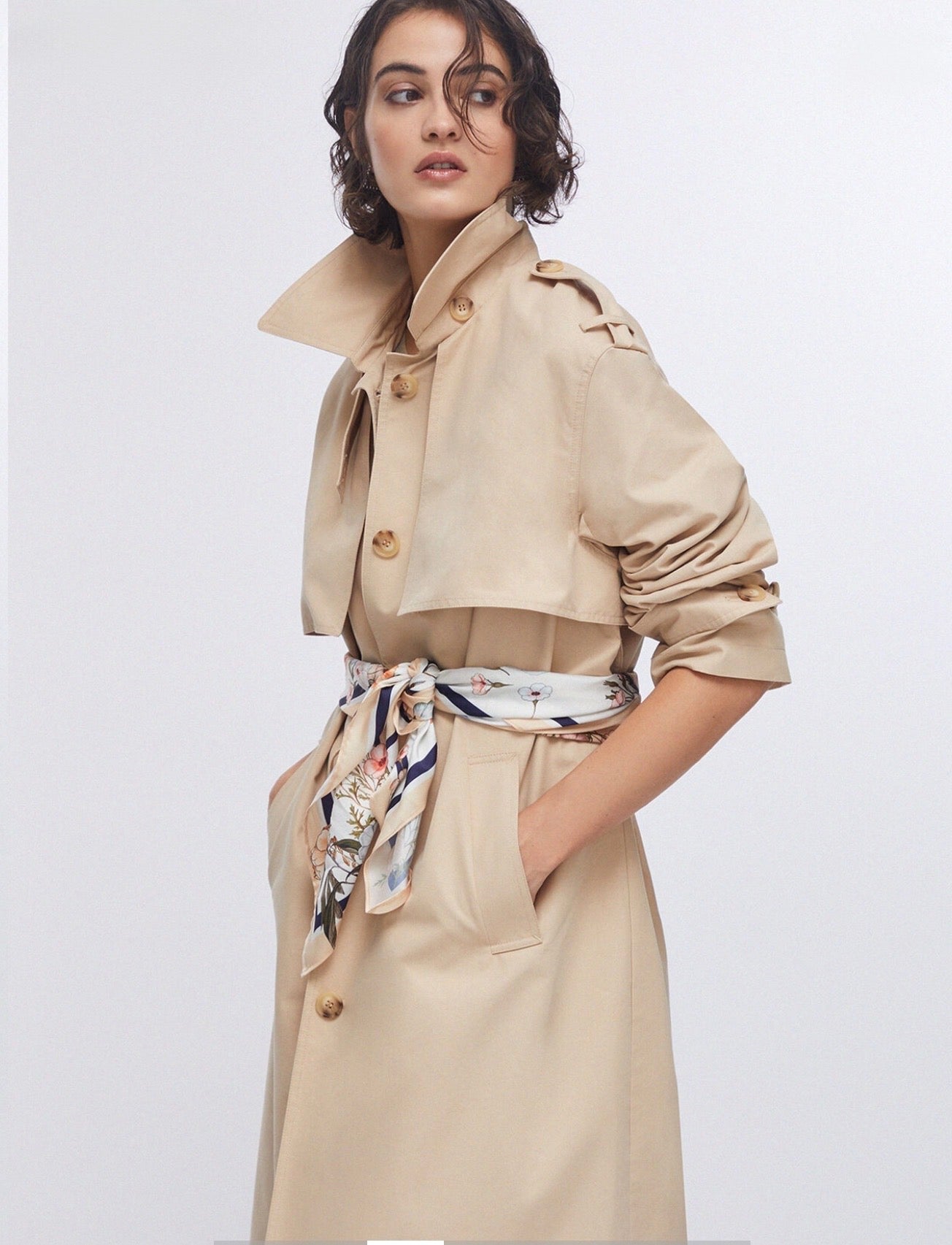 Trench lungo con foulard Liujo