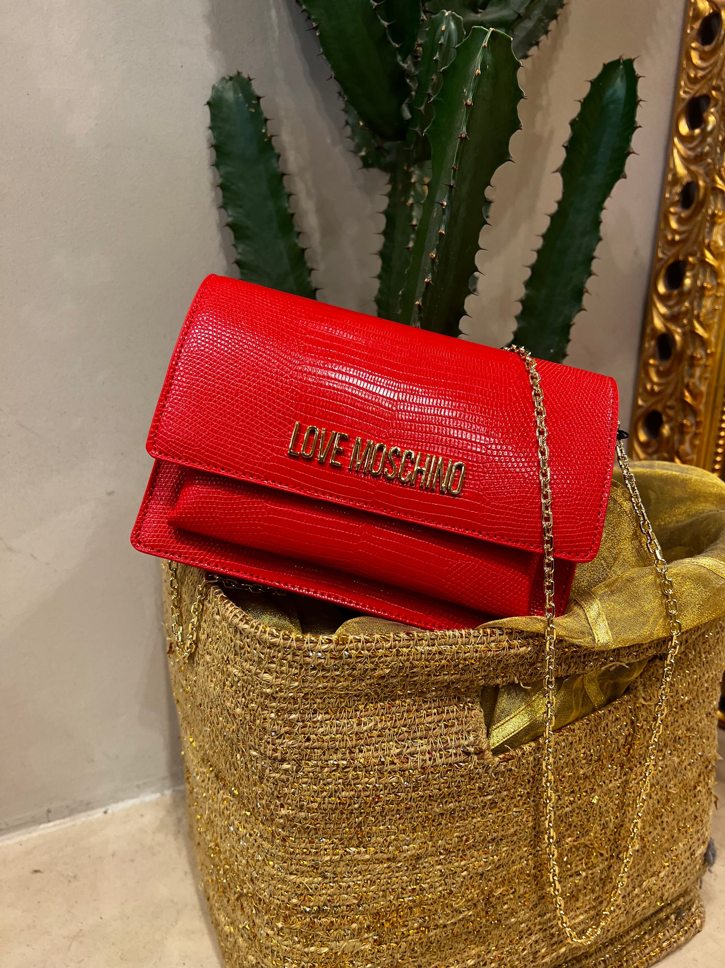 LoveMoschino - Borsa Lizard PU rosso