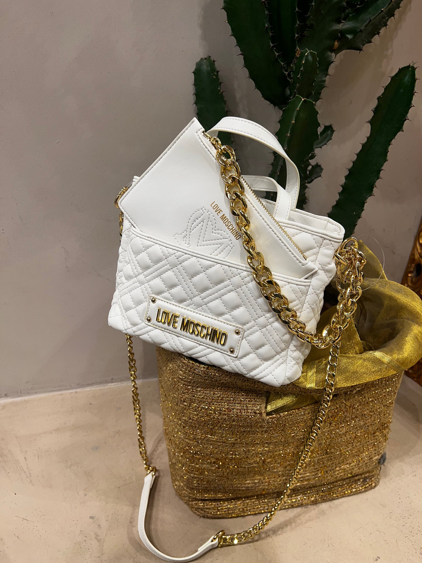 LoveMoschino - borsa quilted PU offwhite