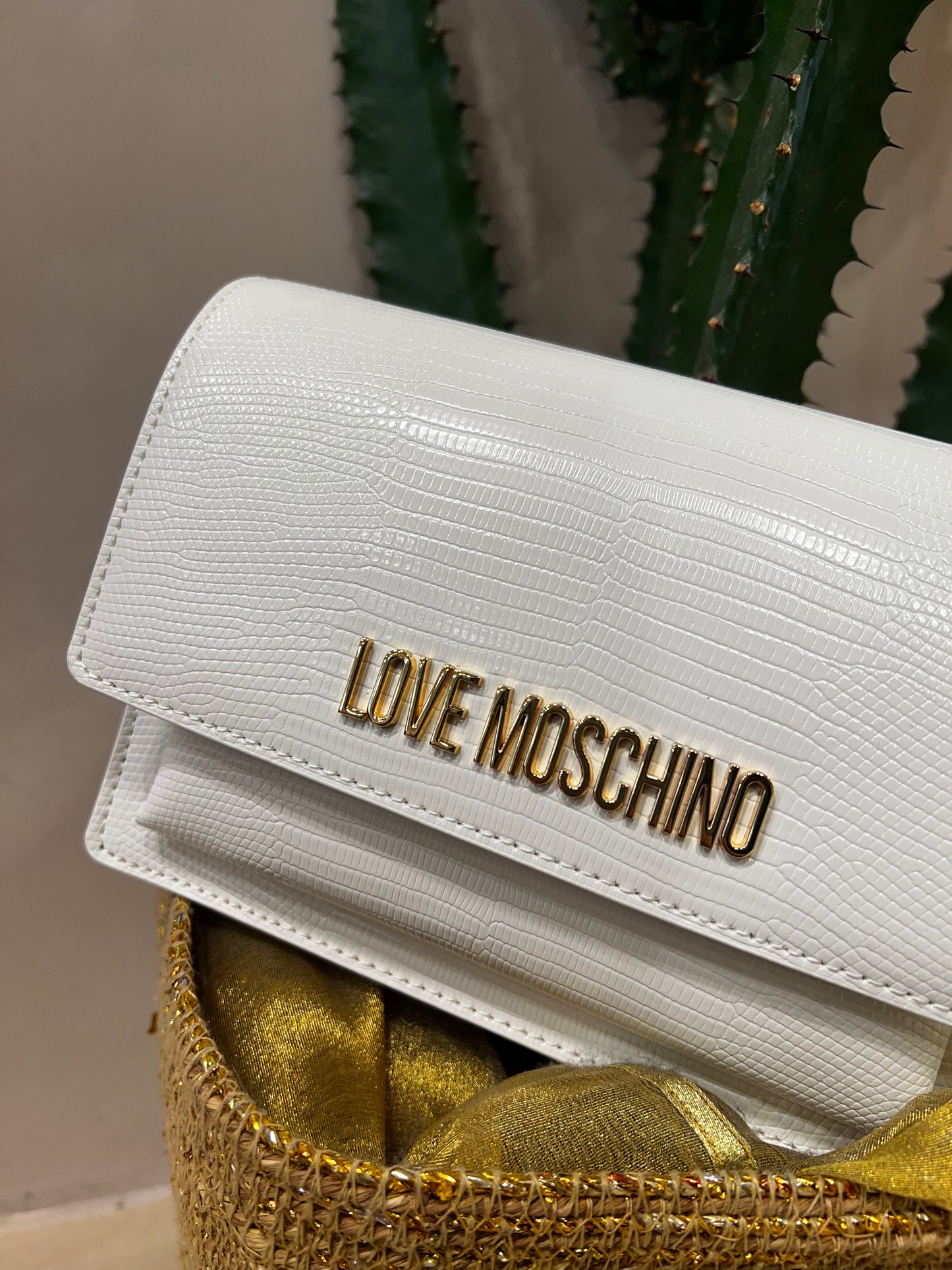 LoveMoschino - Borsa Lizard PU bianco