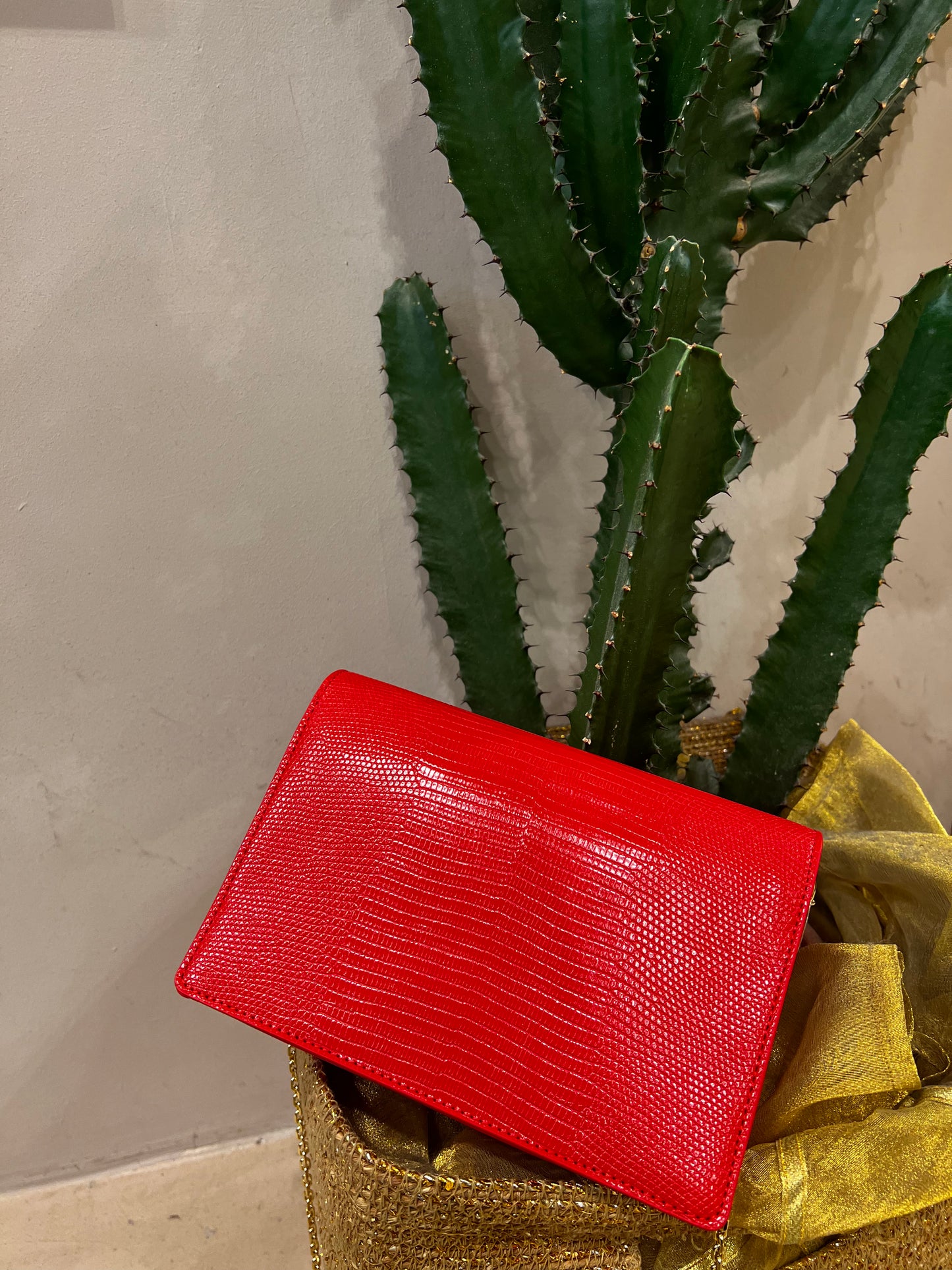 LoveMoschino - Borsa Lizard PU rosso