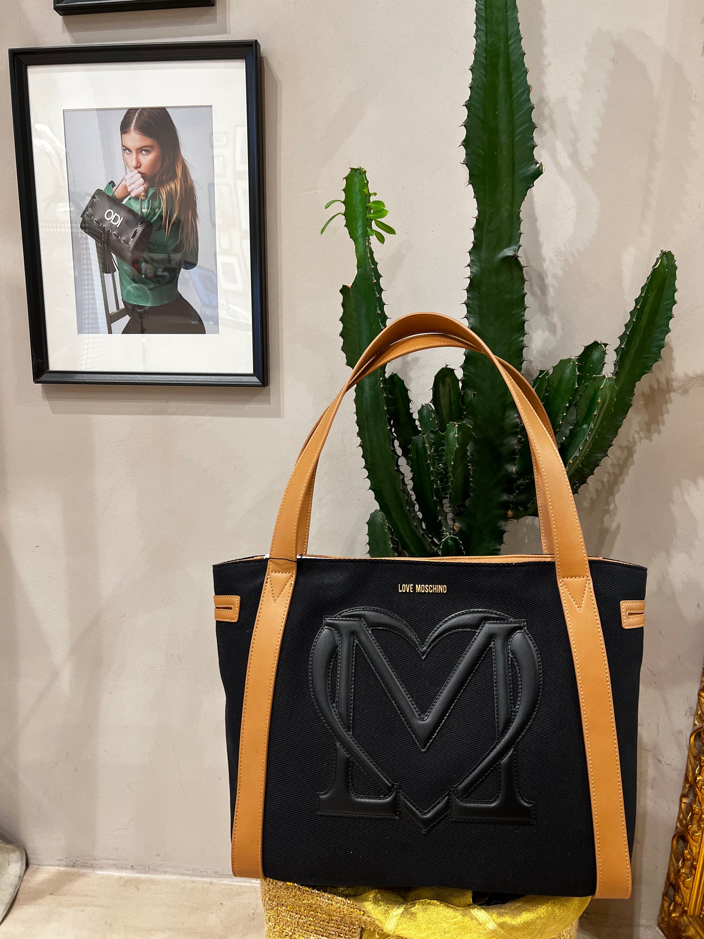 LoveMoschino - borsa canvas + PU nero