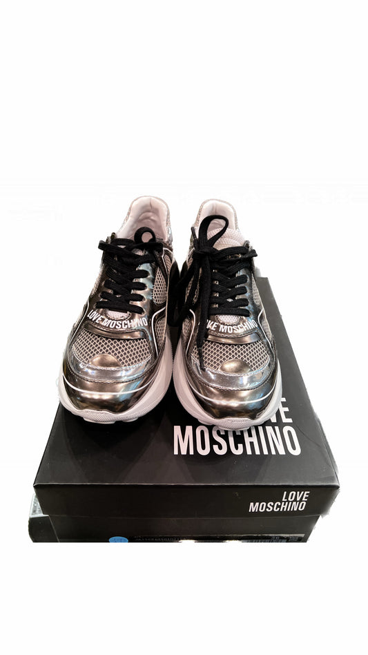 LoveMoschino- SNEAKER D RUNNING 60 mix nero argento